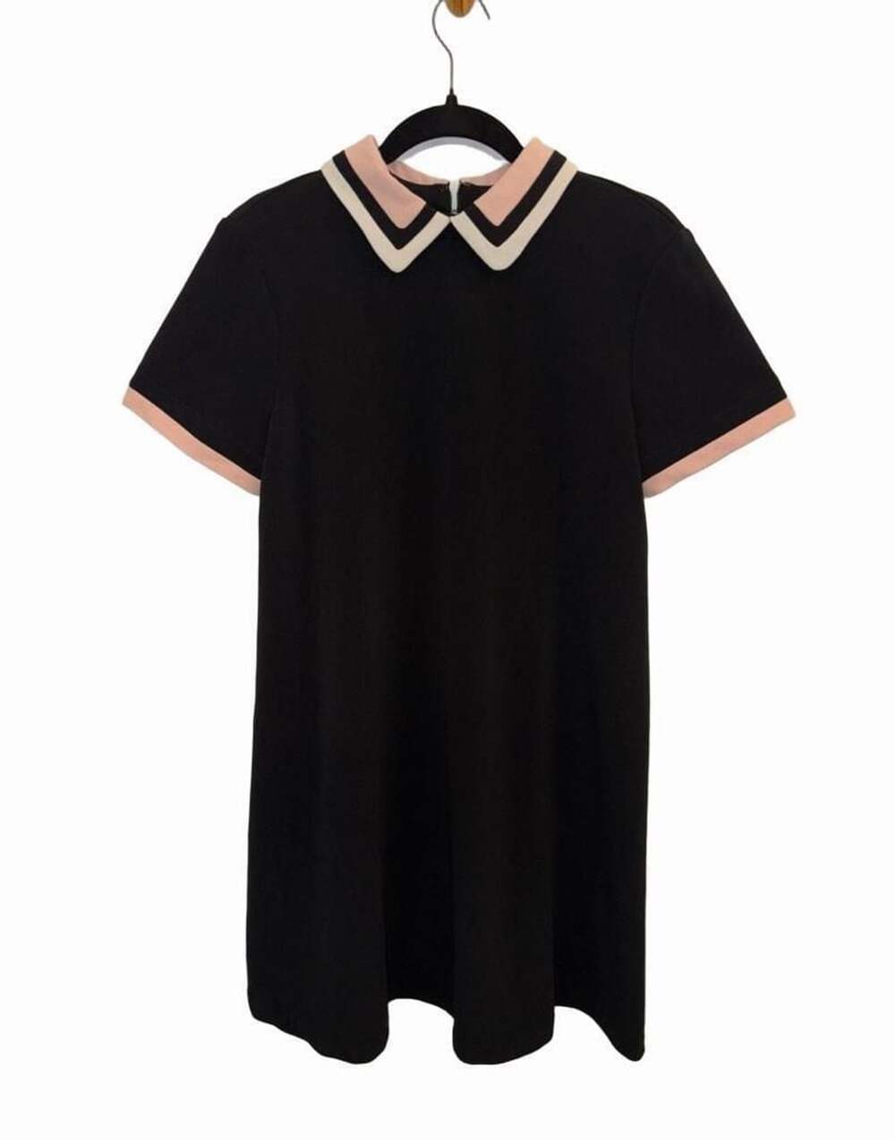 Madison Leigh Size 10 Black Pink Peter Pan Collar Dress Dark Academia Preppy